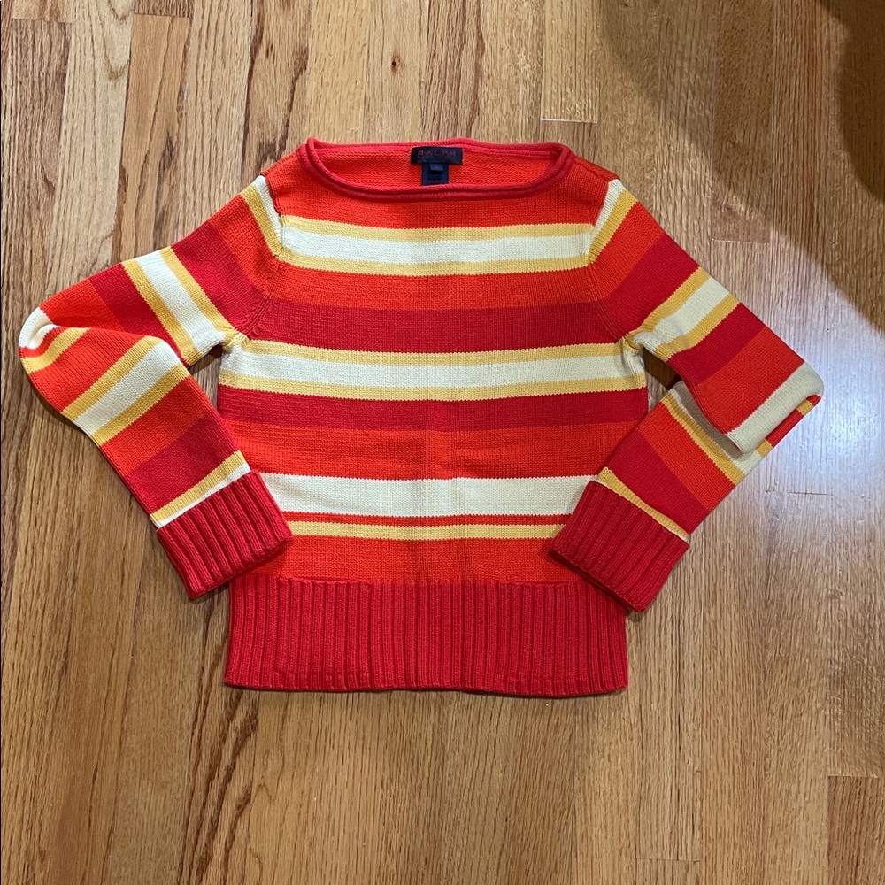 Ralph Lauren Red and Yellow Roll Neck Top
